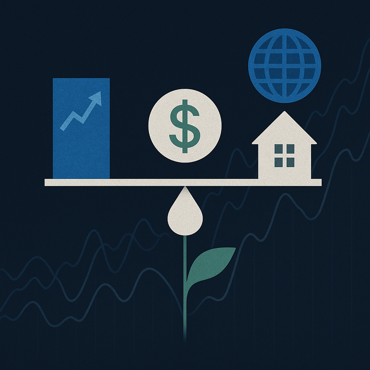 Visual representation of a diversified investment portfolio in a volatile market environment.