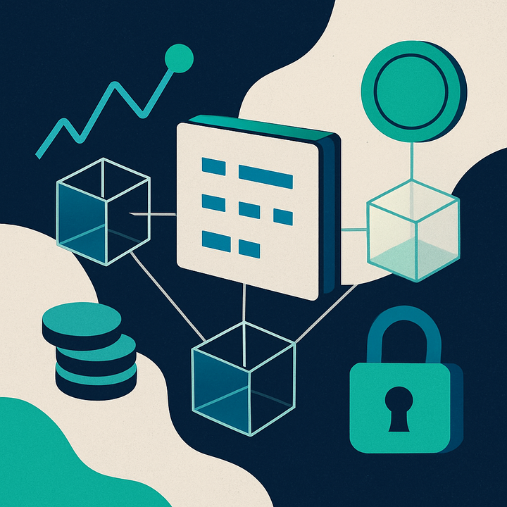Illustration of a blockchain ledger enabling transparent financial transactions