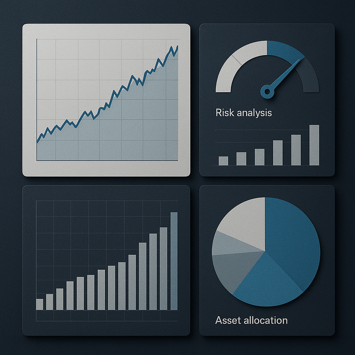 Visualization of a complex personal investment portfolio dashboard with risk management metrics.
