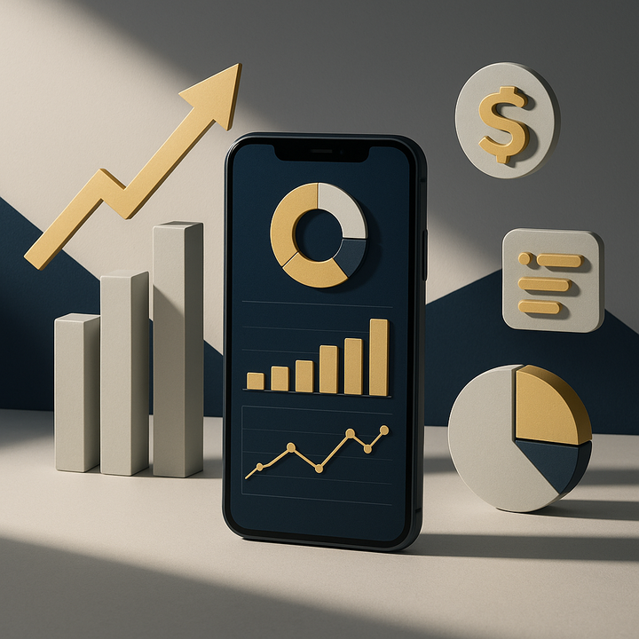 Individual reviewing financial app expense charts on smartphone