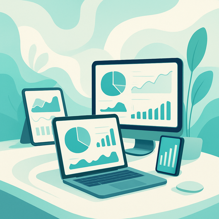 Advanced financial management setup with multiple screens showing income streams and analytics.