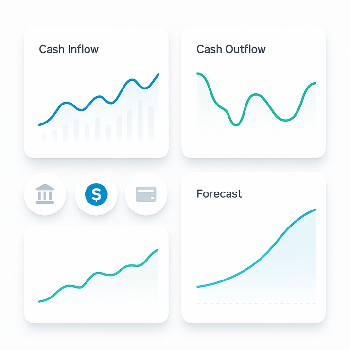 Advanced personal cash flow optimization dashboard showing financial data charts and analytics.