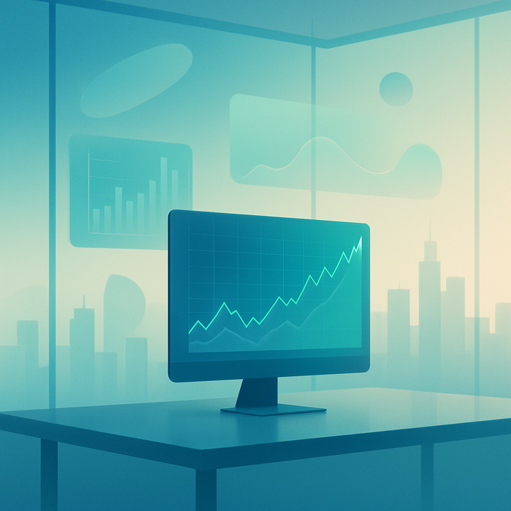 Artificial intelligence analyzing financial data in a contemporary financial office setting