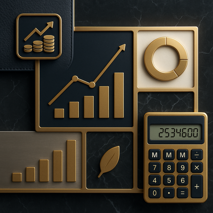 Digital dashboard visualizing retirement calculations with charts and financial metrics