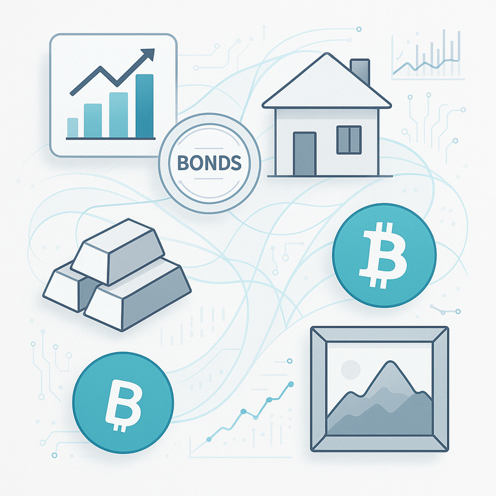 Modern financial portfolio diversification with global and technology elements