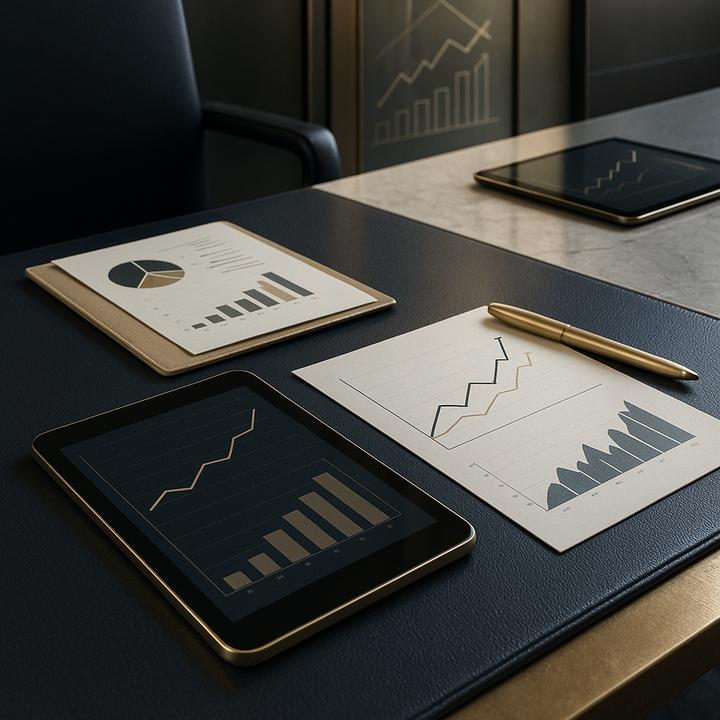 Middle-aged professionals evaluating financial strategies for pre-retirement savings in a modern office setting