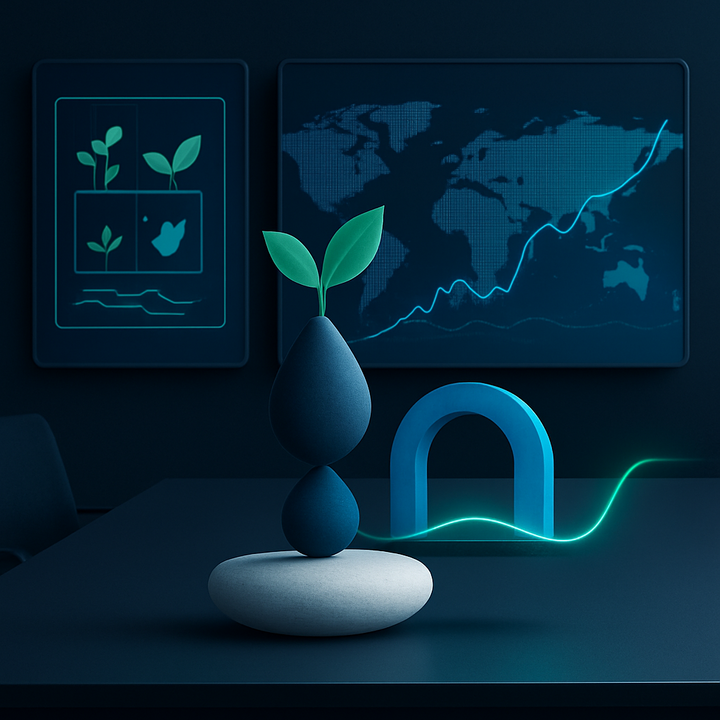 Financial professionals analyzing diversified portfolios with digital technology and global market data.