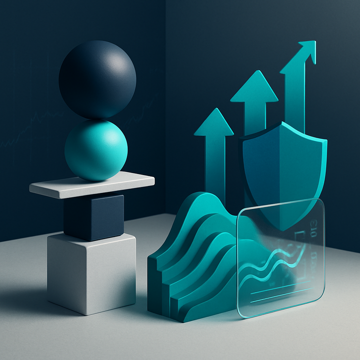 Financial professionals reviewing diversified investment portfolios with charts and graphs in a modern office.